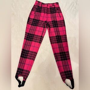 United Colors Of Benetton Pink and Black Plaid Pants
